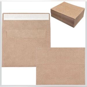 NWOT 50 Pack 4 x 5 Envelopes for Invitations Brown Kraft Envelopes Self Seal A2